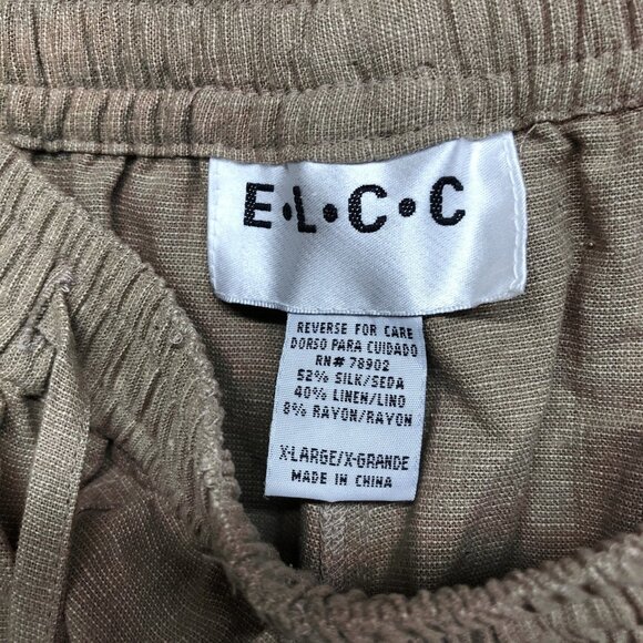 NWT Vintage ELCC Silk Linen Pants Womens Size XL Casual Solid Beige Drawstring - Picture 6 of 9